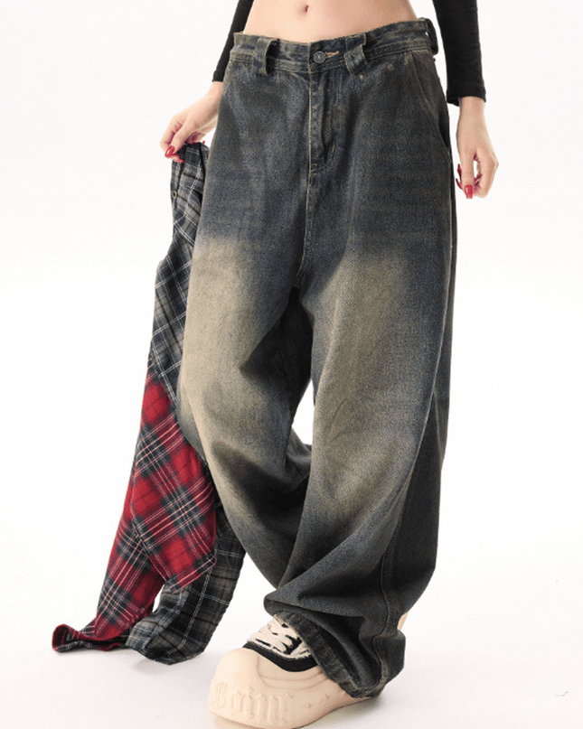 Unisex Loose Fit Straight-Leg Washed Jeans