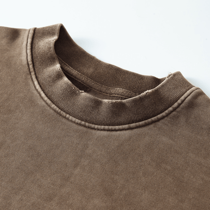 Genesis Washed Raw-Edge Cropped Crew Neck Sweatshirt