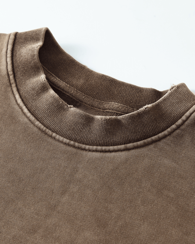 Genesis Washed Raw-Edge Cropped Crew Neck Sweatshirt