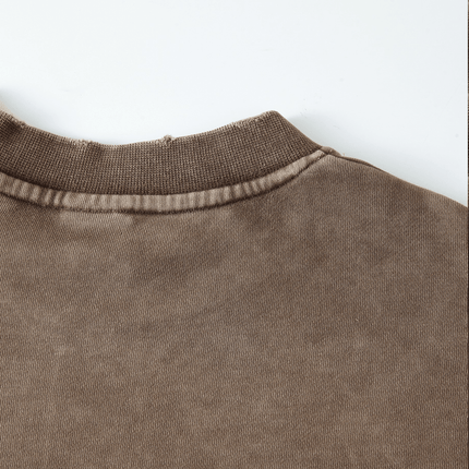 Genesis Washed Raw-Edge Cropped Crew Neck Sweatshirt
