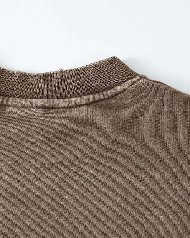 Genesis Washed Raw-Edge Cropped Crew Neck Sweatshirt