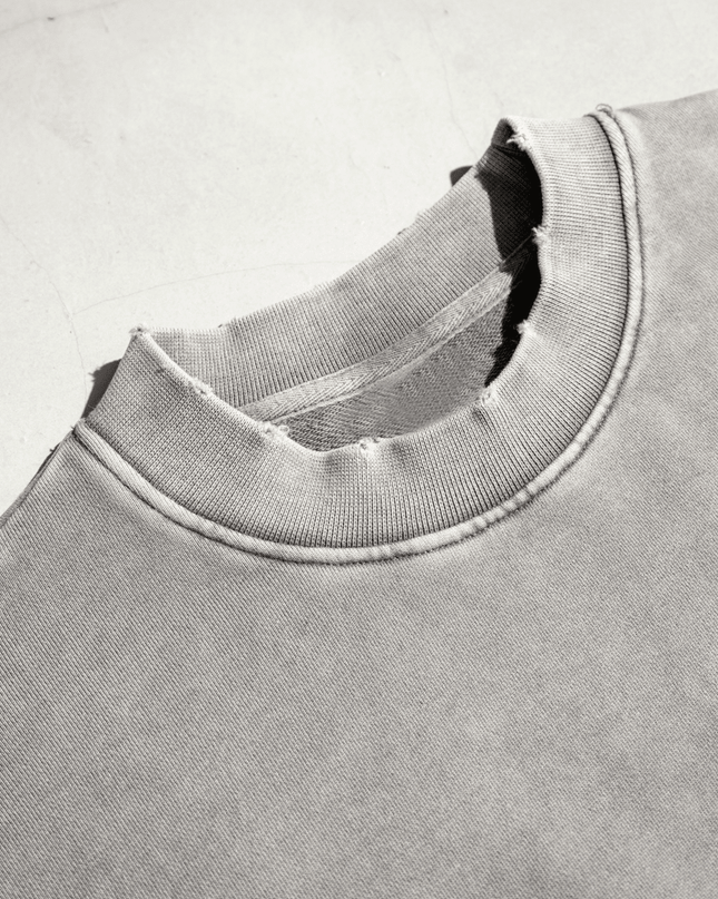 Genesis Washed Raw-Edge Cropped Crew Neck Sweatshirt