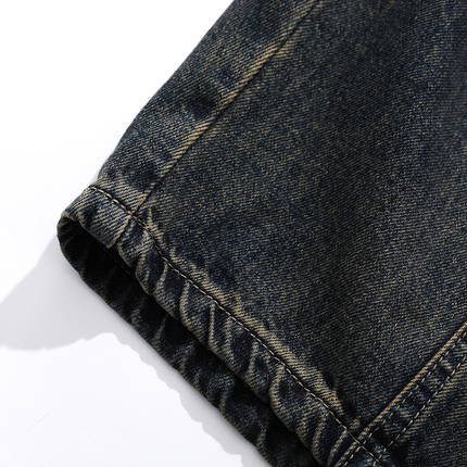 Heavyweight Multi-Pocket Washed Vintage Loose Jeans