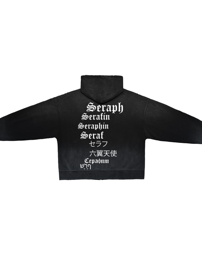 Seraph World Distressed Zip-Up Hoodie