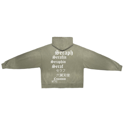 Seraph World Distressed Zip-Up Hoodie
