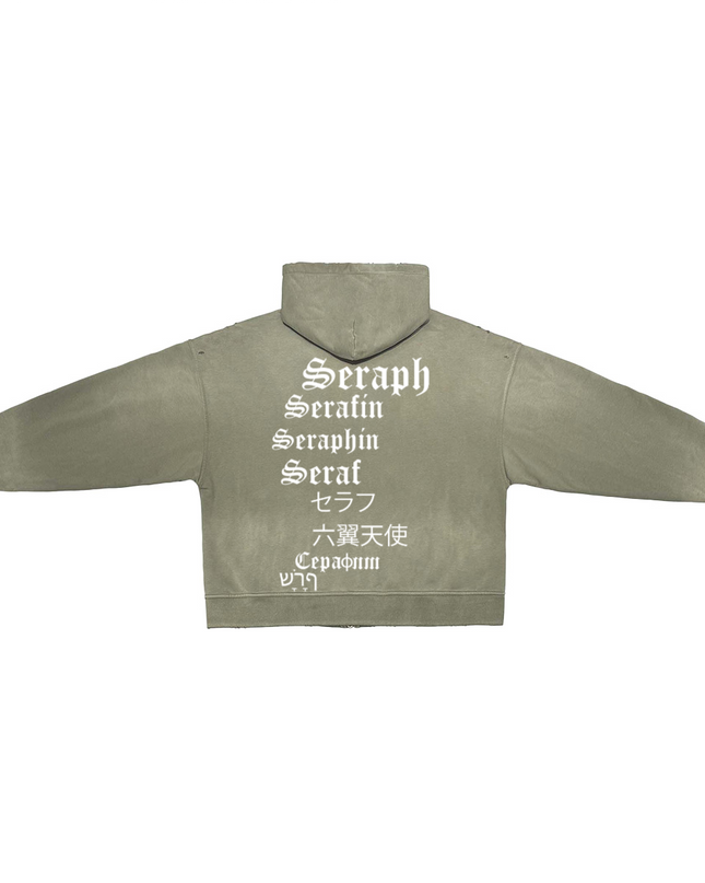 Seraph World Distressed Zip-Up Hoodie