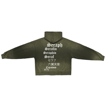 Seraph World Distressed Zip-Up Hoodie
