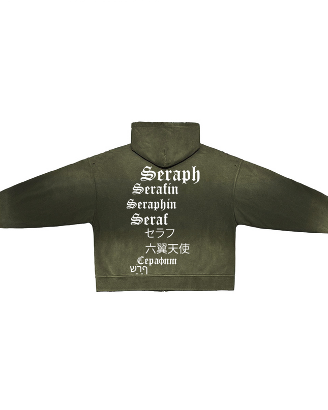 Seraph World Distressed Zip-Up Hoodie