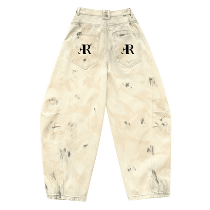 Elaborately Designed Wide-leg Curved Blade Jeans