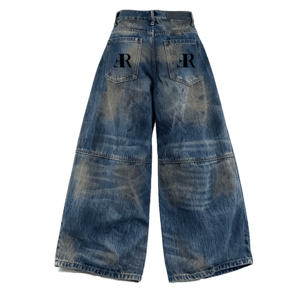 Patchwork Wide-leg Curved Blade Jeans