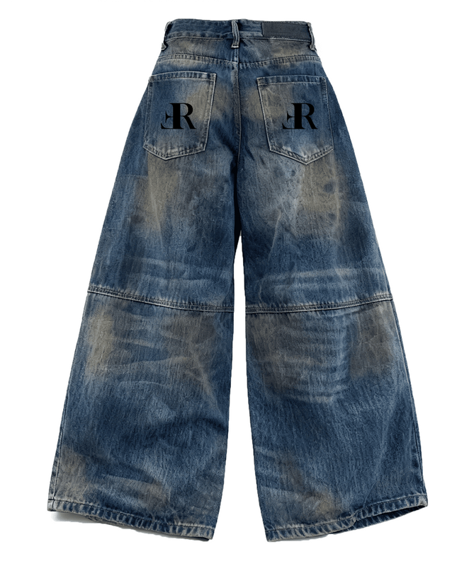 Patchwork Wide-leg Curved Blade Jeans