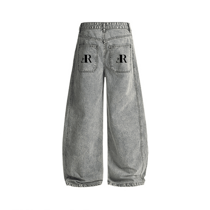 Washed Curved Blade Denim Jeans