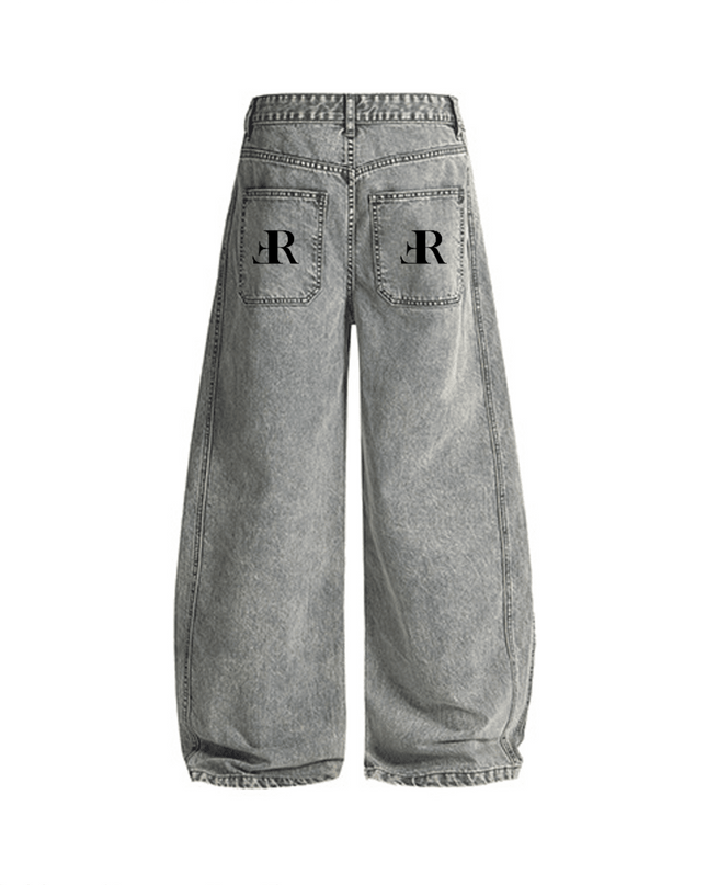 Washed Curved Blade Denim Jeans