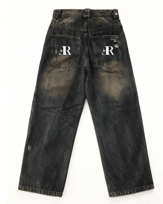 Unisex Loose Fit Straight-Leg Washed Jeans