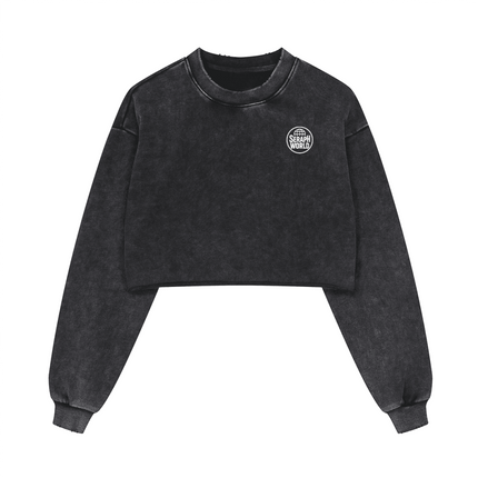 Seraph World Distressed Cropped Oversized Sweatshirt