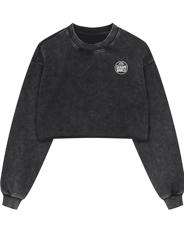 Seraph World Distressed Cropped Oversized Sweatshirt