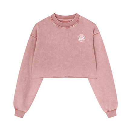 Seraph World Distressed Cropped Oversized Sweatshirt