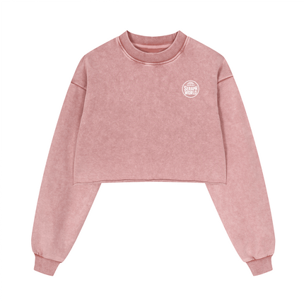 Seraph World Distressed Cropped Oversized Sweatshirt