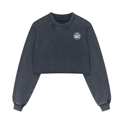 Seraph World Distressed Cropped Oversized Sweatshirt