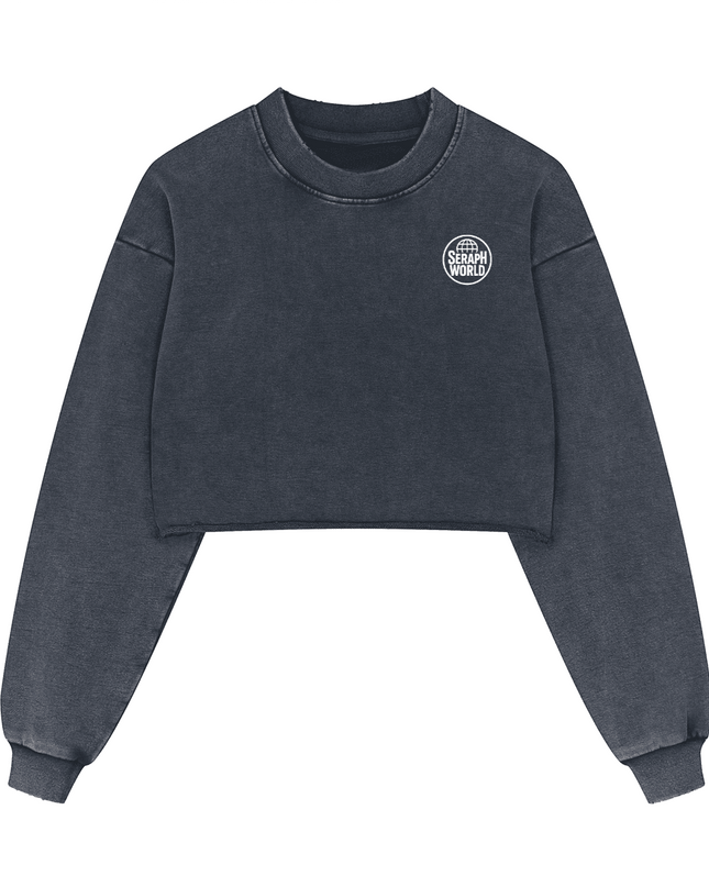 Seraph World Distressed Cropped Oversized Sweatshirt