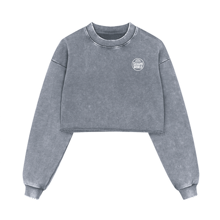 Seraph World Distressed Cropped Oversized Sweatshirt