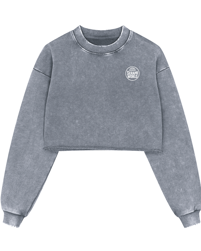Seraph World Distressed Cropped Oversized Sweatshirt