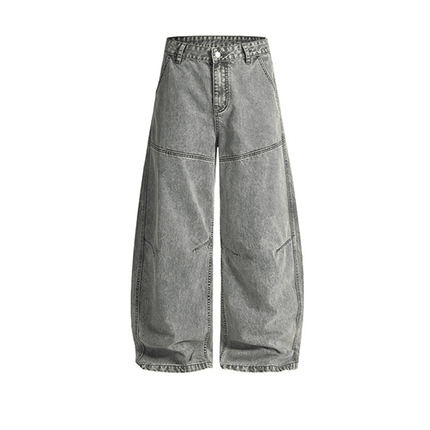 Washed Curved Blade Denim Jeans