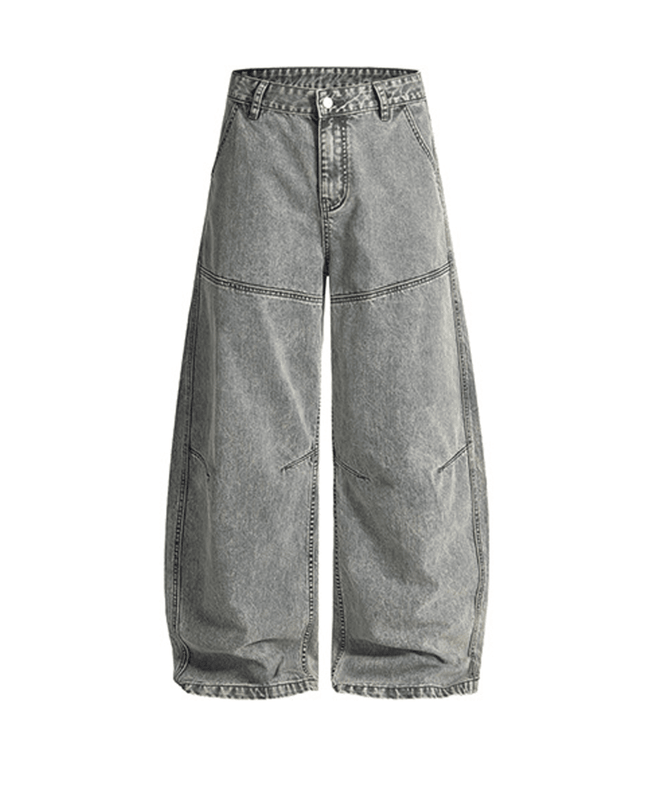 Washed Curved Blade Denim Jeans