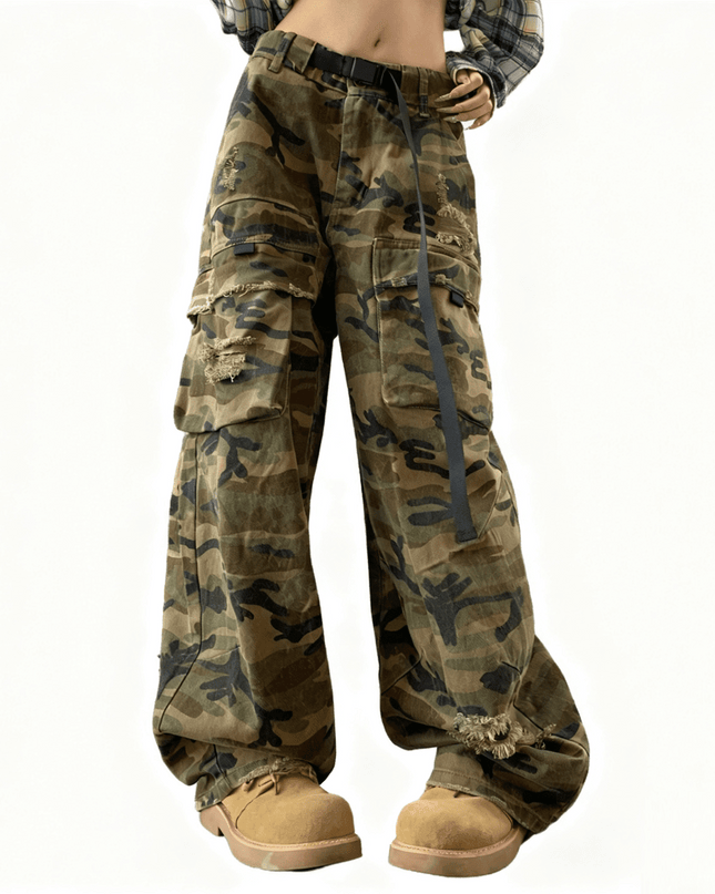 Camouflage Loose Wide-leg Jeans