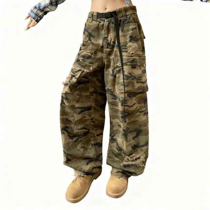 Camouflage Loose Wide-leg Jeans