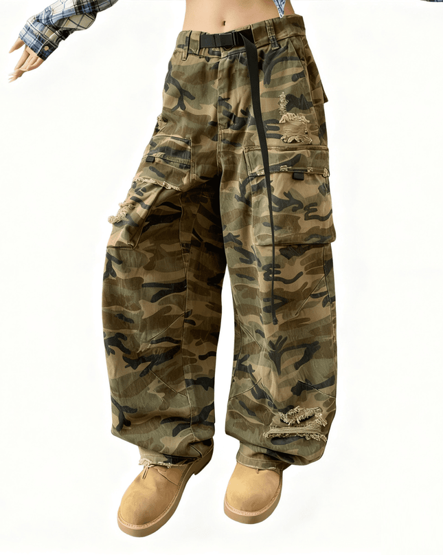 Camouflage Loose Wide-leg Jeans