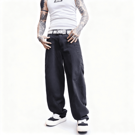 Loose Fit Straight-Leg Washed Basic Jeans