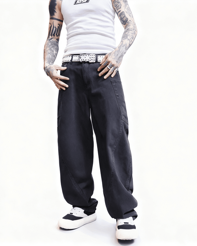 Loose Fit Straight-Leg Washed Basic Jeans