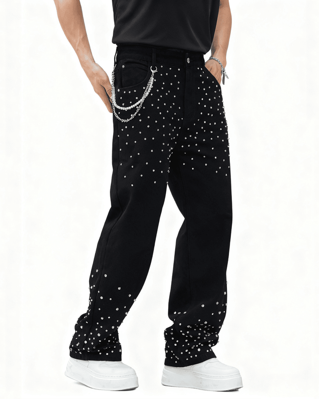 Rockstar Embellished Relaxed Straight-Leg Jeans