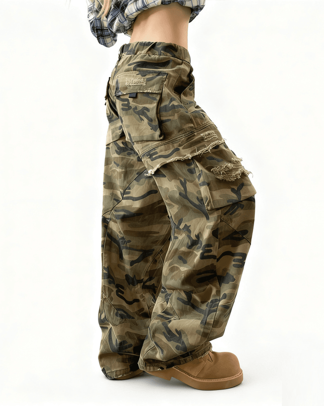 Camouflage Loose Wide-leg Jeans