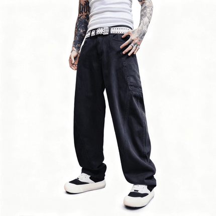 Loose Fit Straight-Leg Washed Basic Jeans