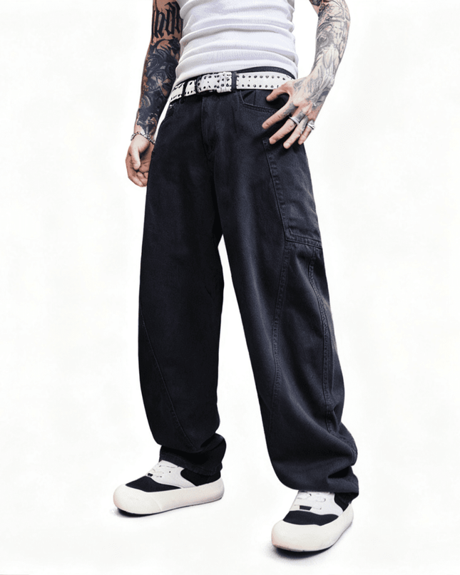 Loose Fit Straight-Leg Washed Basic Jeans