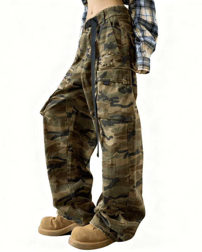 Camouflage Loose Wide-leg Jeans
