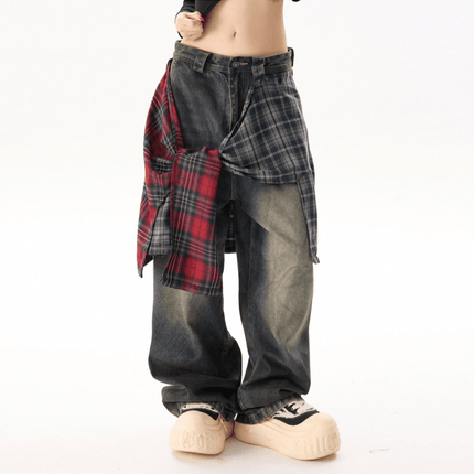 Unisex Loose Fit Straight-Leg Washed Jeans