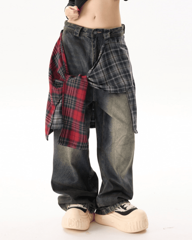 Unisex Loose Fit Straight-Leg Washed Jeans