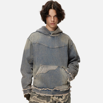 RF Distressed Denim Hoodie