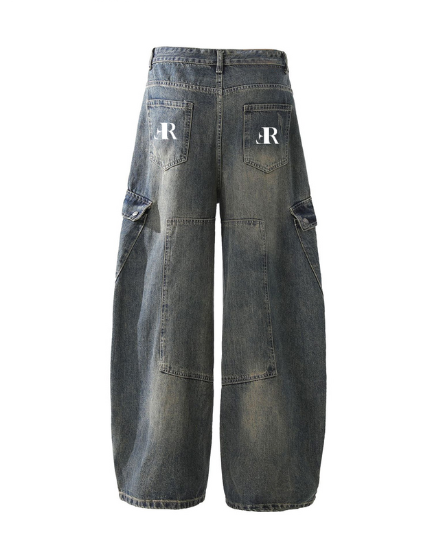 Heavyweight Multi-Pocket Washed Vintage Loose Jean