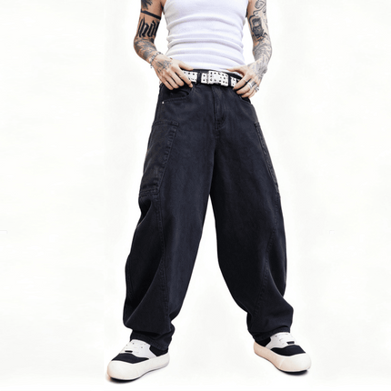 Loose Fit Straight-Leg Washed Basic Jeans