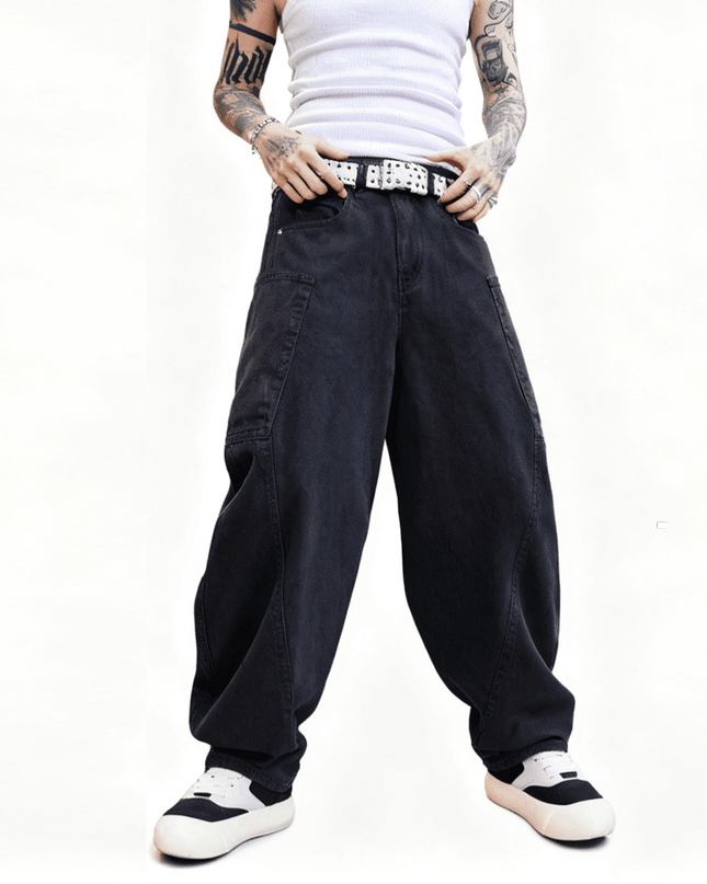 Loose Fit Straight-Leg Washed Basic Jeans