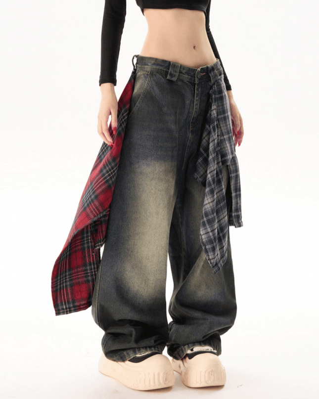 Unisex Loose Fit Straight-Leg Washed Jeans