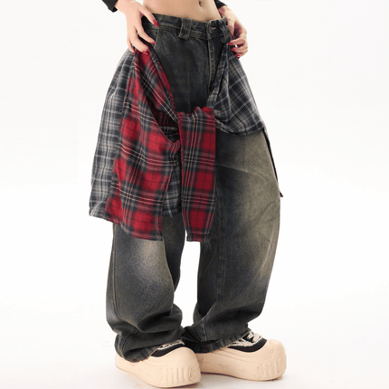 Unisex Loose Fit Straight-Leg Washed Jeans