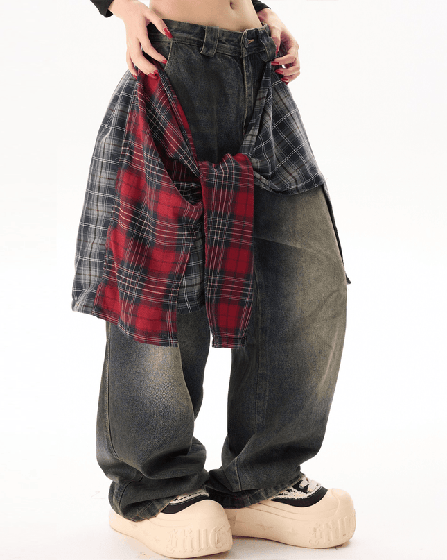 Unisex Loose Fit Straight-Leg Washed Jeans