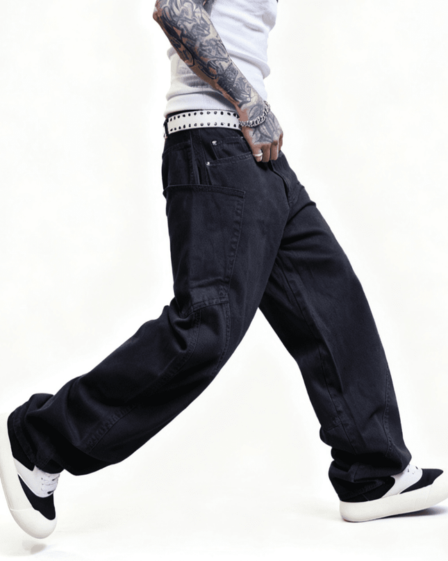 Loose Fit Straight-Leg Washed Basic Jeans